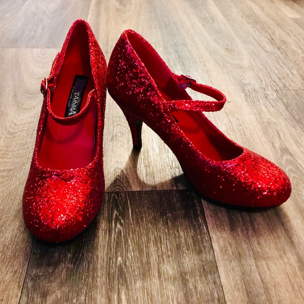 Ruby Red Glitter Heels